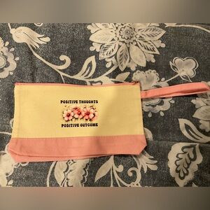 Pink and Cream Canvas Pouch with Positive Message